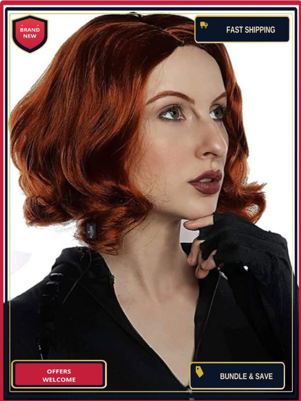 Short Light Orange Wig Costume Cosplay Womens Synthetic Ready to Wear